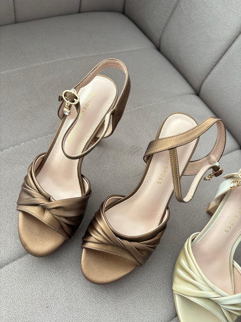 Ladies Twist Straps Open Toe High Heels
